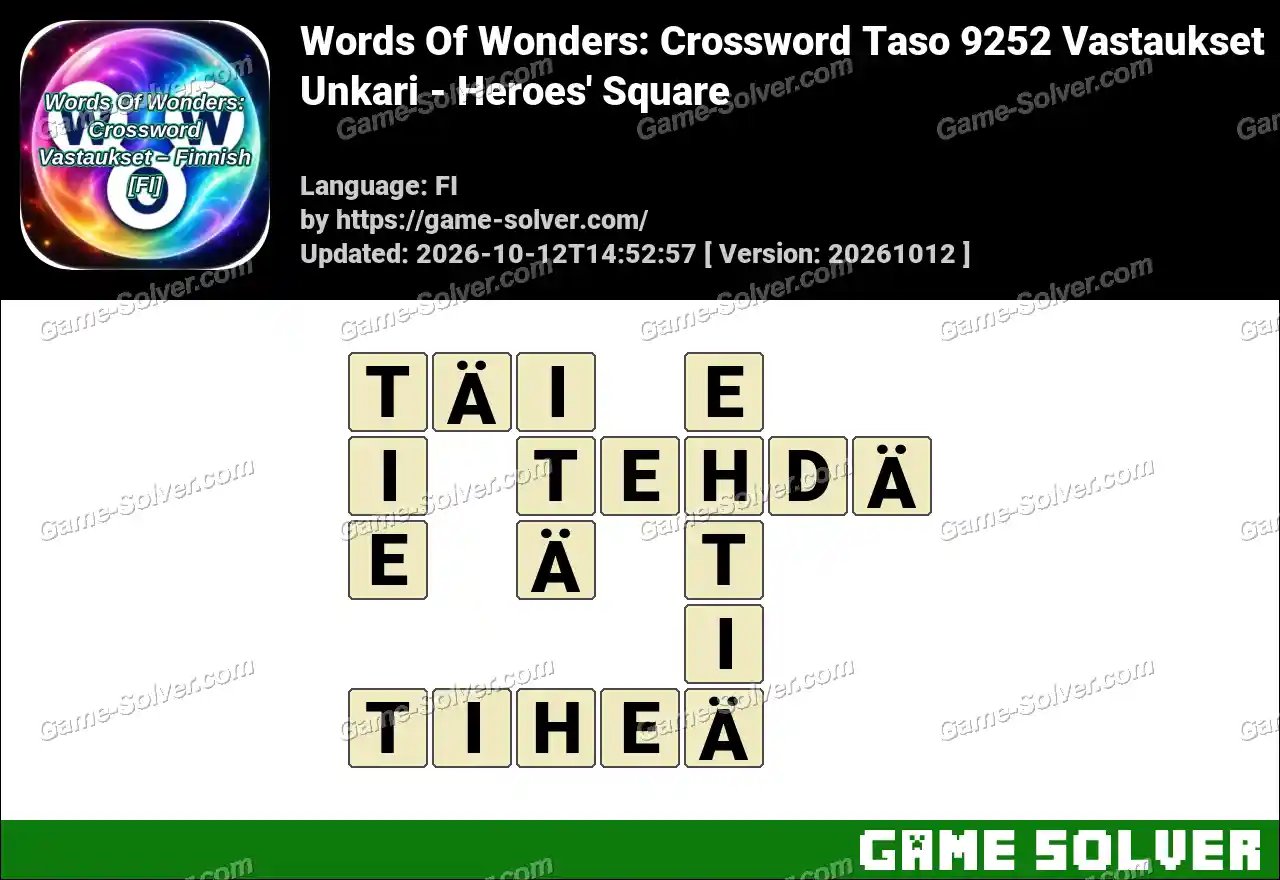 Words Of Wonders: Crossword Taso 9252 Vastaukset – Unkari – Heroes’ Square